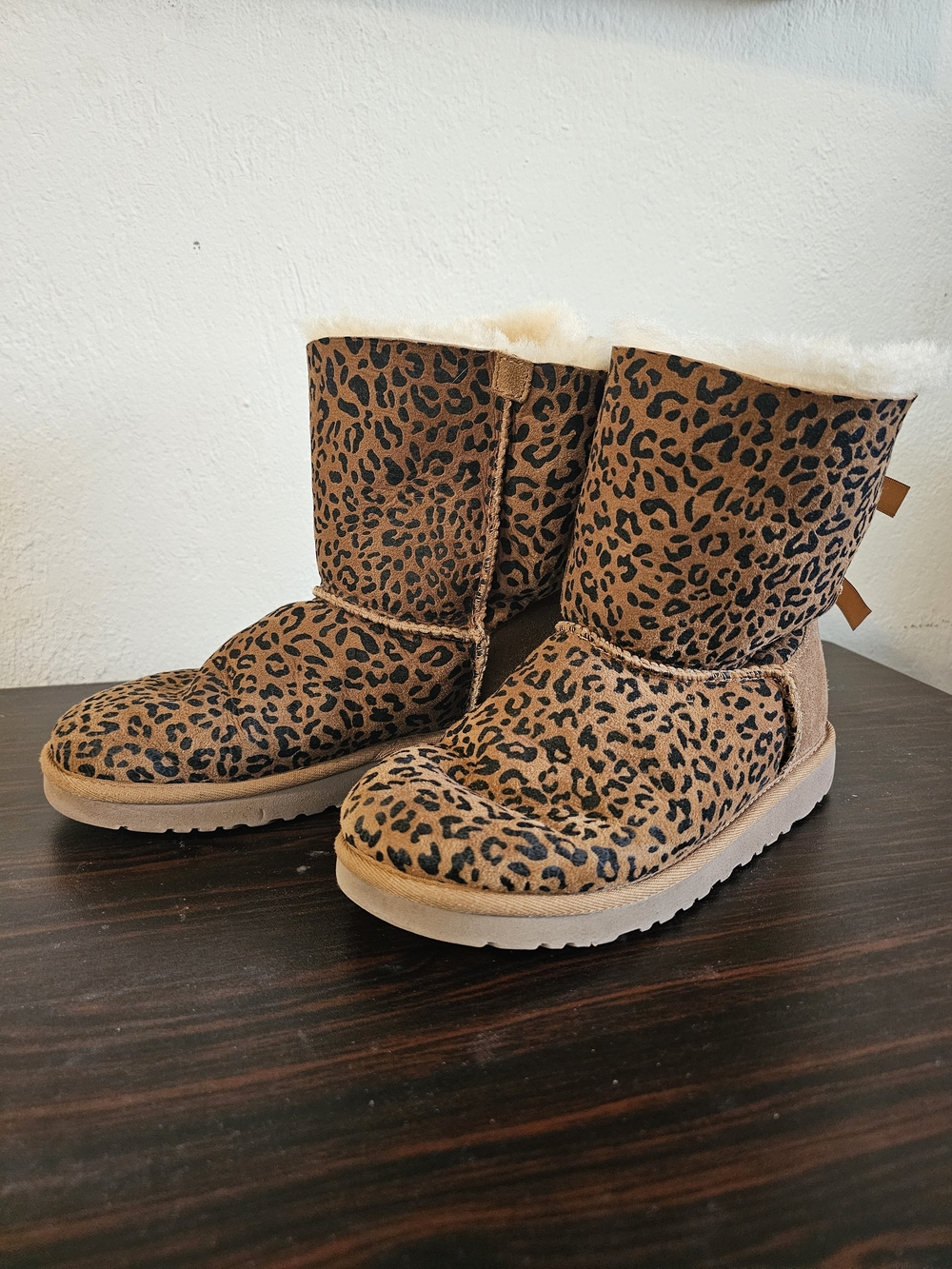 UGG Australia Leopard Print Bailey Bow Rosette Boot Chestnut